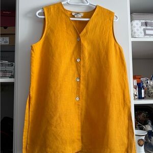 Bright Yellow Sleeveless Button-Up Top